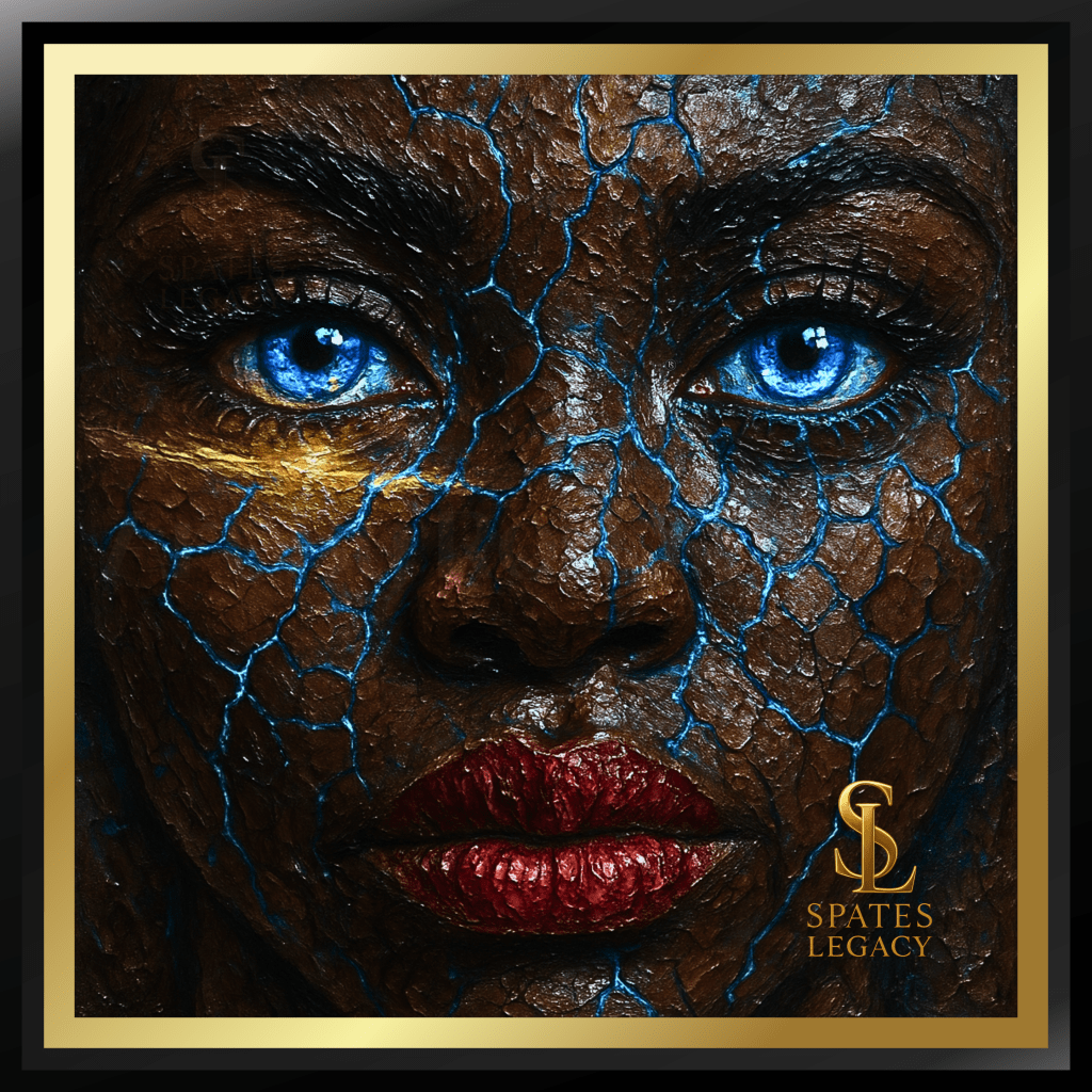 The Equation of Reality painting by Ron Spates in Atlanta GA, a 48x48 metallic impasto realism artwork from the Spates Legacy Art Collection illustrating mathematical physics and consciousness through the visual law of manifestation.