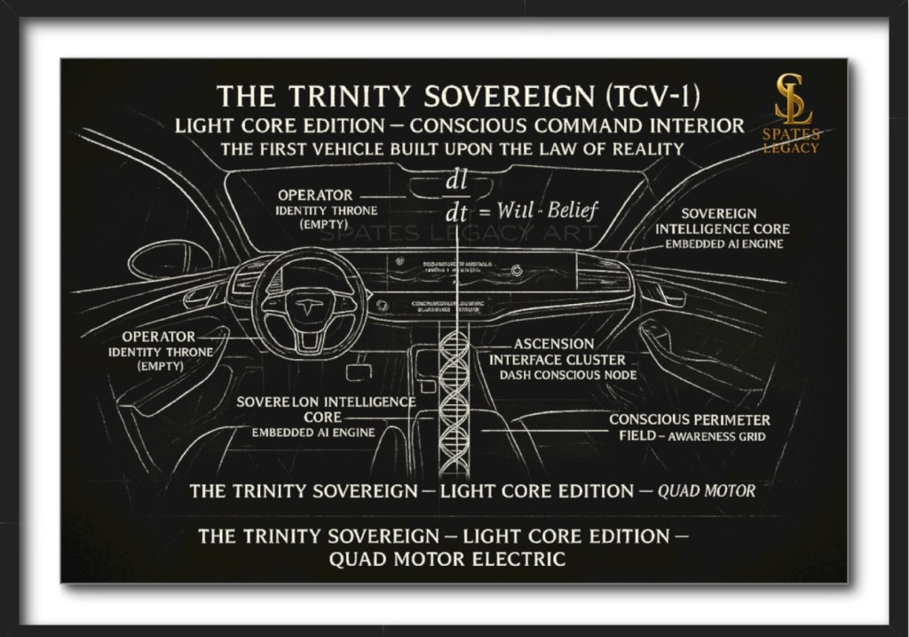 Trinity Sovereign Conscious Command Interior – Designed by Ron Spates, Founder of the Genesis Doctrine | Intelligent Vehicle Interior Concept, Atlanta GA
