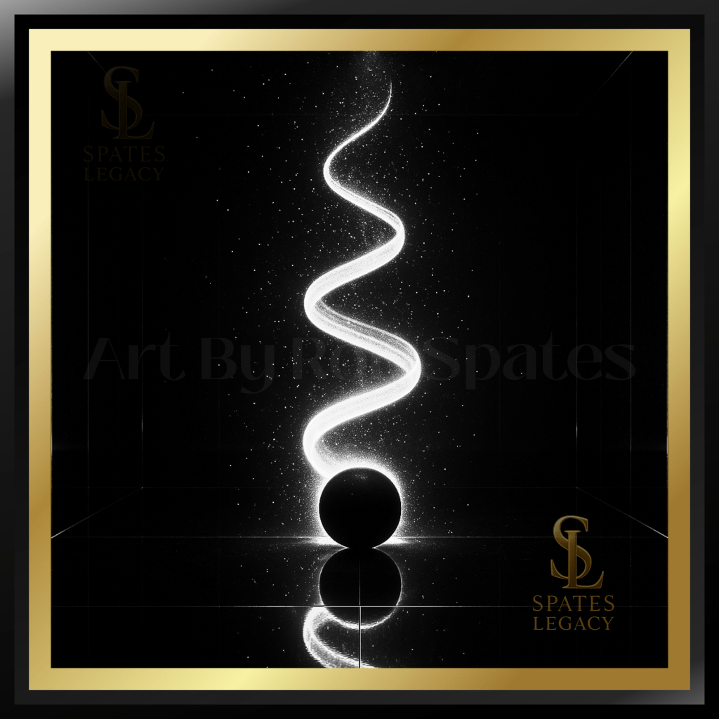 Genesis Trilogy Belief Activation Artwork – Mathematical Physics Art by Ron Spates showing the birth of Belief and awakening of living DNA through light and consciousness