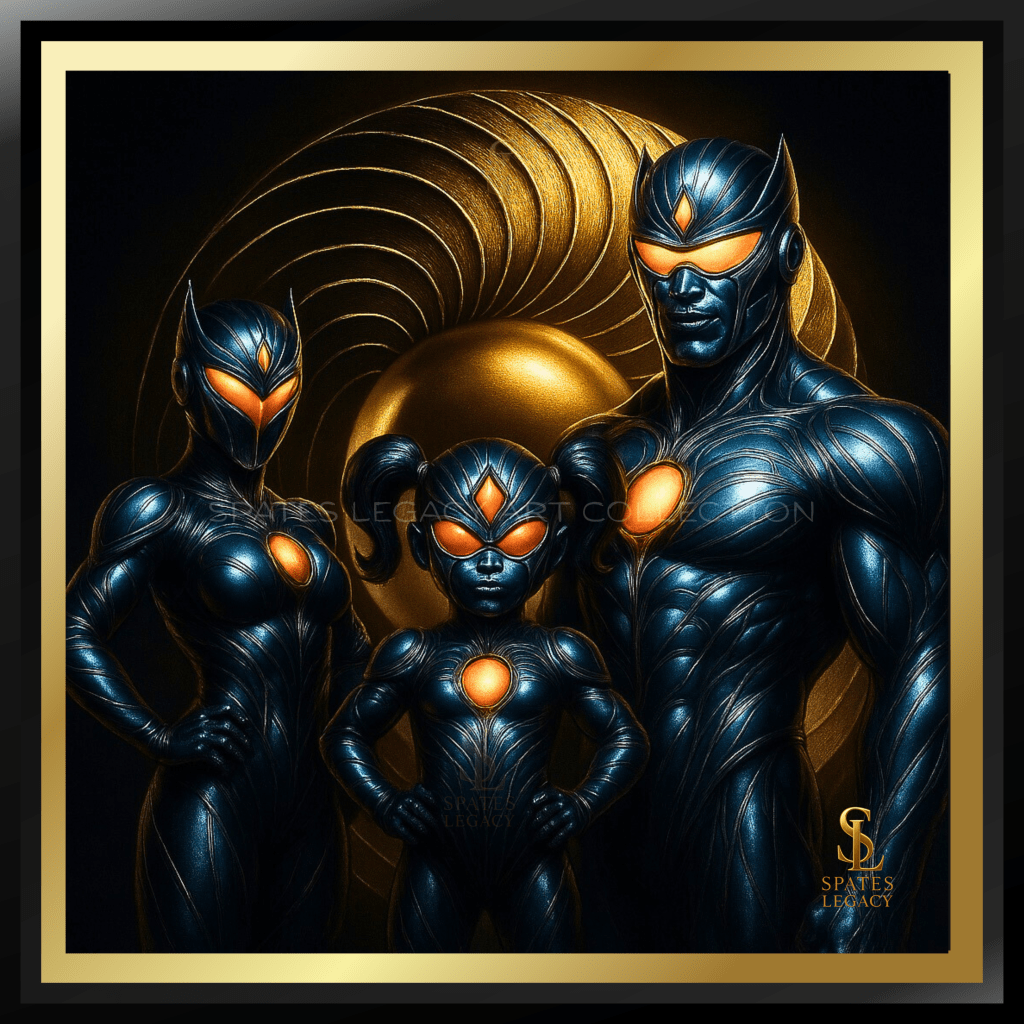 “Original ATL superhero concept art square, combining metallic realism, energy, and story-driven design.”