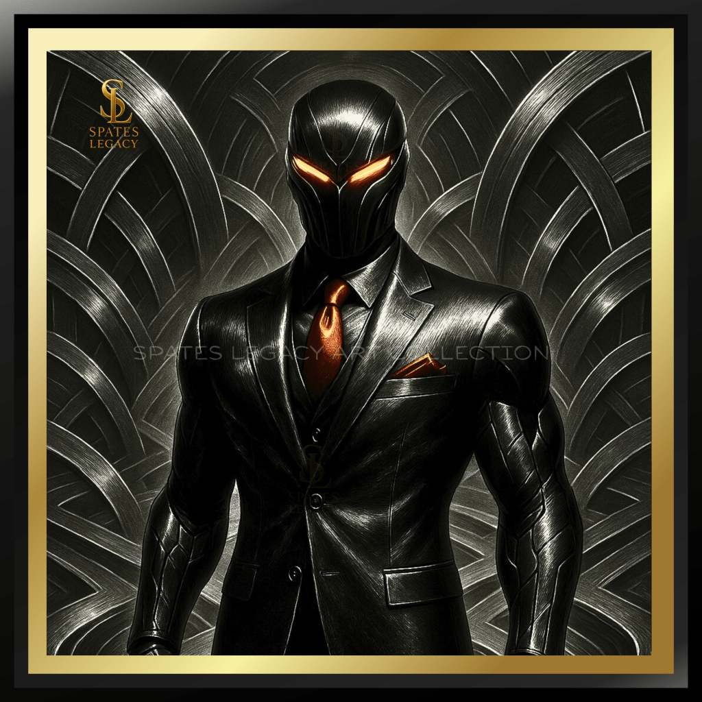 “Doubt — The Shadow in the Suit. Created in Atlanta, Georgia by superhero creator Ron Spates as the symbolic representation of uncertainty and inner struggle. An original Black superhero figure within the Genesis Universe, showing the power of confronting the shadow when Will and Belief misalign.”