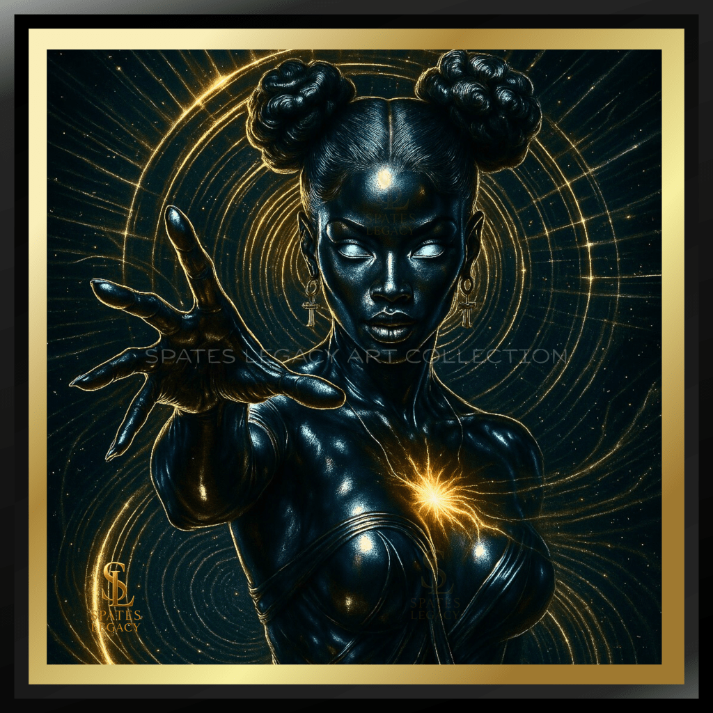 “DINDT — Created in Atlanta, Georgia by Black superhero creator Ron Spates. The first original superhero formed from the Genesis Equation, representing Time, dimensional awareness, and cosmic order. Designed in Atlanta, this Black superhero stands at the center of the DINDTation Family and anchors the future of the Genesis Universe.”