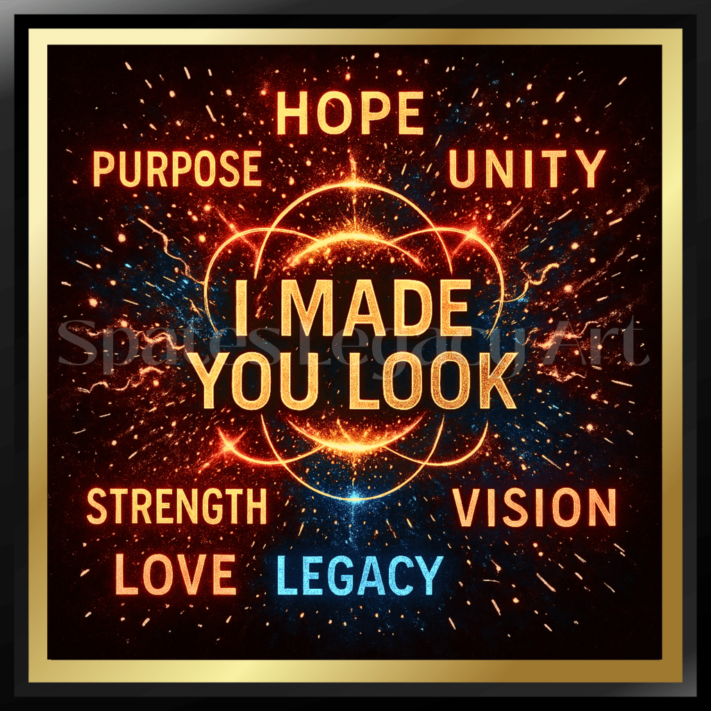 Motivational wall art titled “I MADE YOU LOOK” by Spates Legacy Art in Atlanta, Georgia. Inspirational conceptual art symbolizing power, focus, and determination.