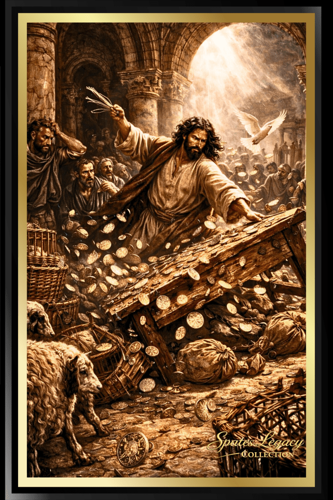 JESUS CLEANSING THE TEMPLE — BIBLICAL SPIRITUAL ART IN ATLANTA, GEORGIA (24×36)